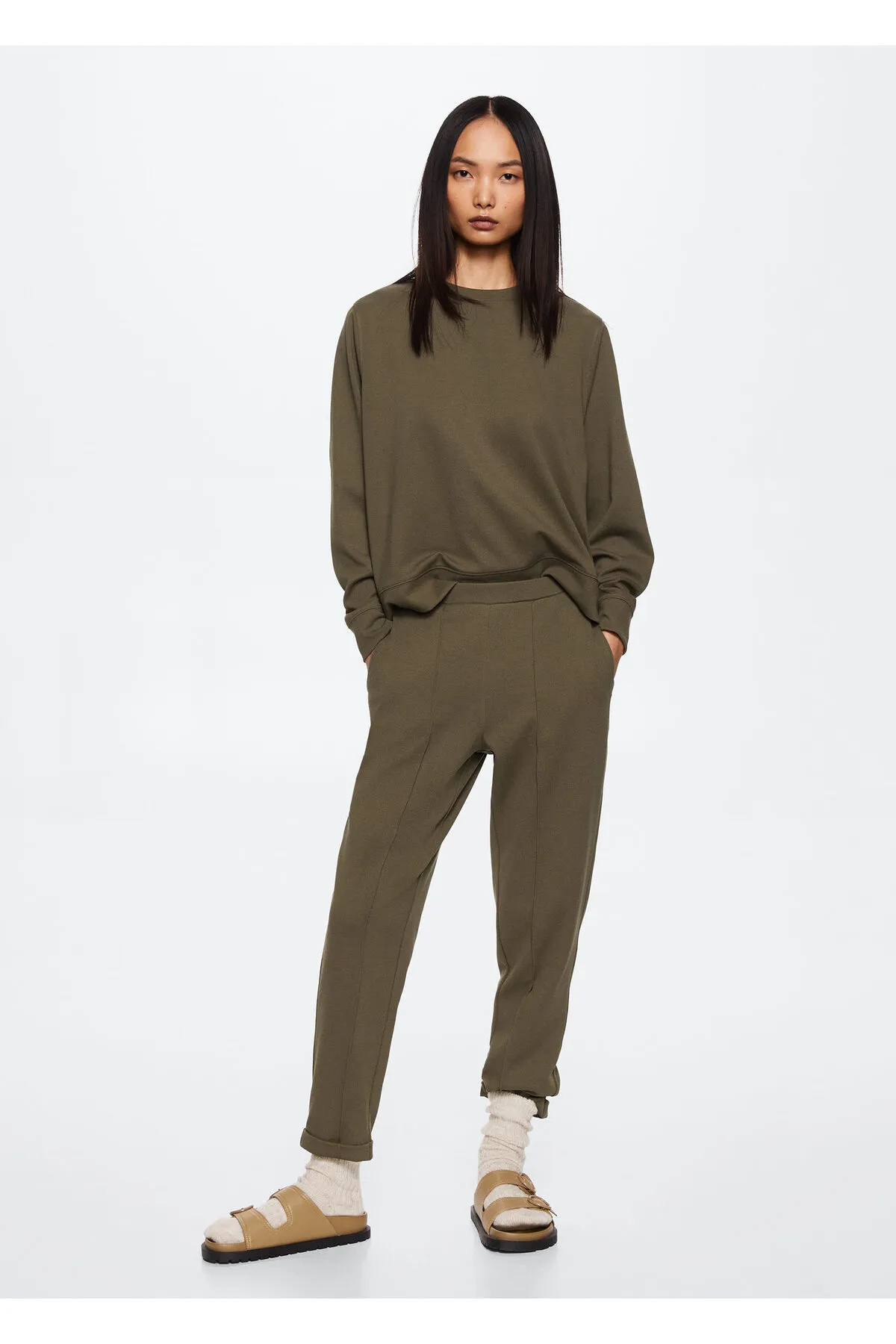 MANGO  Khakifarbenes Damen-Sweatshirt 37063840