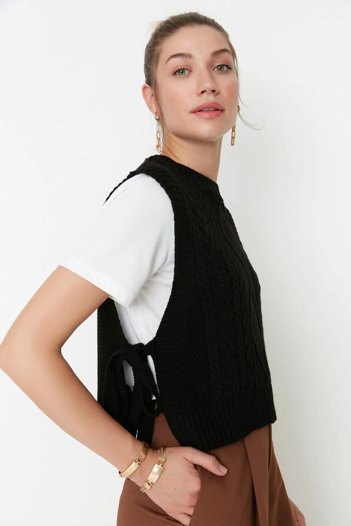 Trendyol Collection  Strickweste - Schwarz - Regular Fit