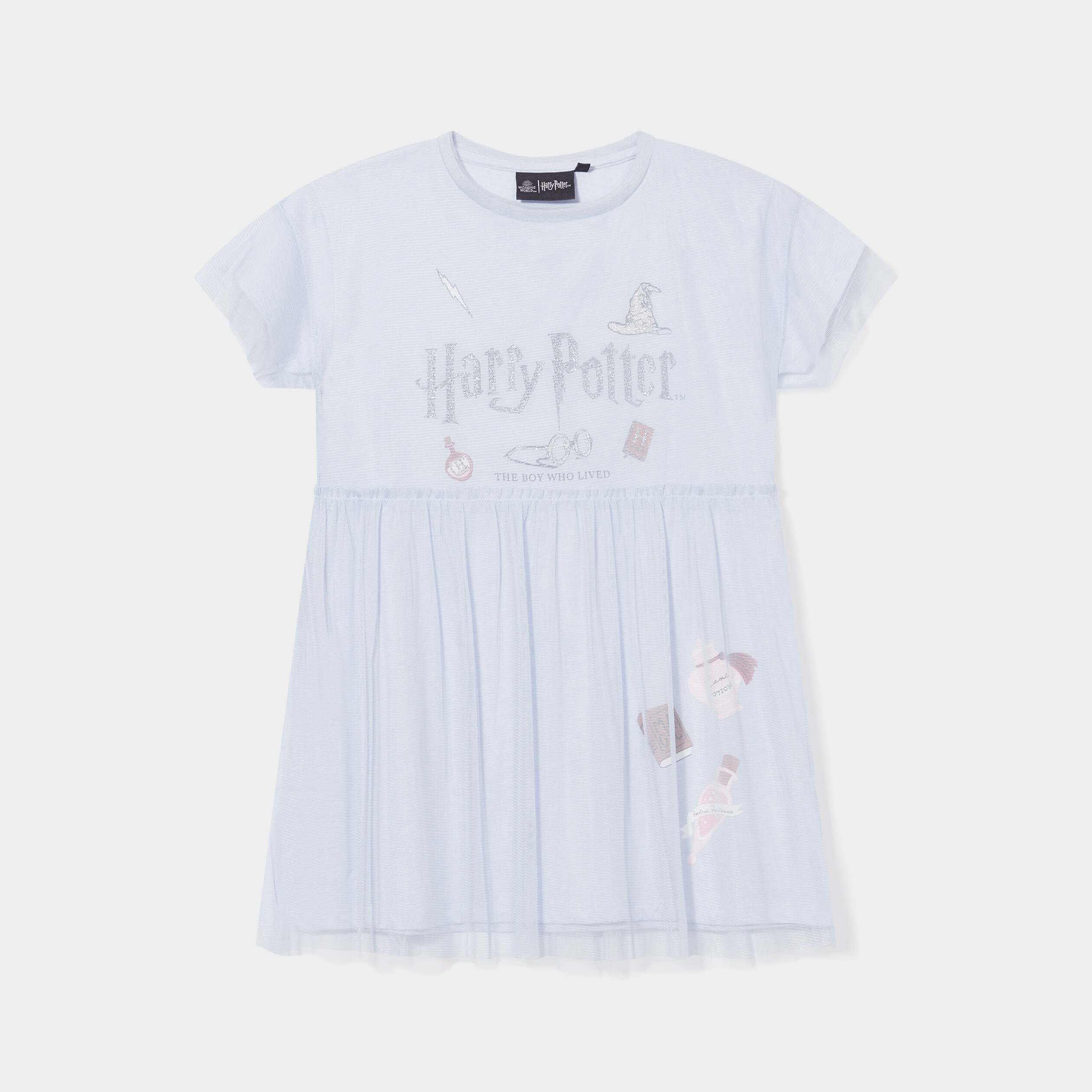 Robe tulle courte évasée Harry Potter bleu gris fille | La Halle