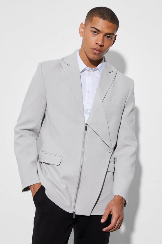 Lockerer Blazer mit Reißverschluss