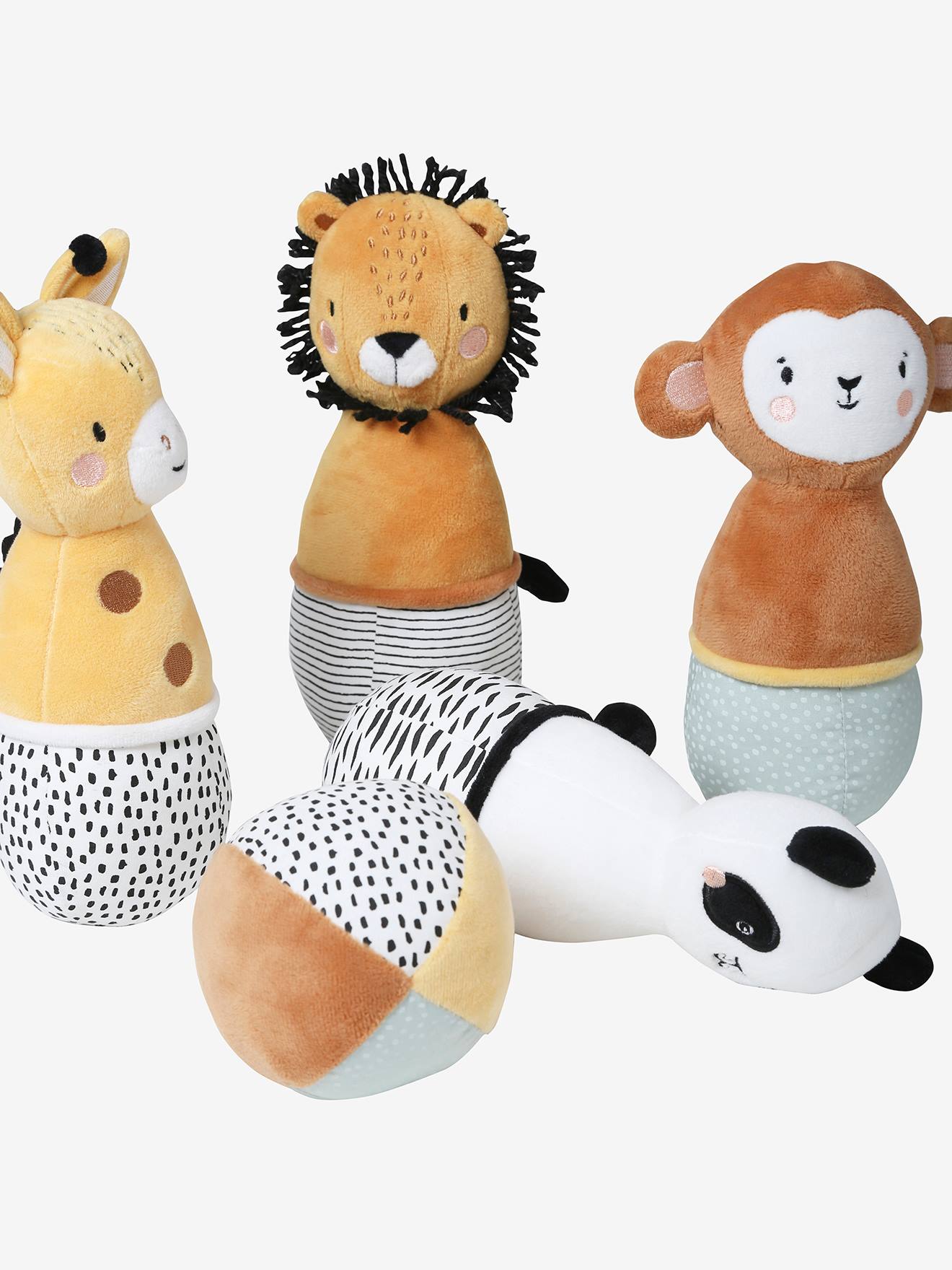Vertbaudet Baby Stoffkegel Spiel PANDAFREUNDE - mehrfarbig/tansania