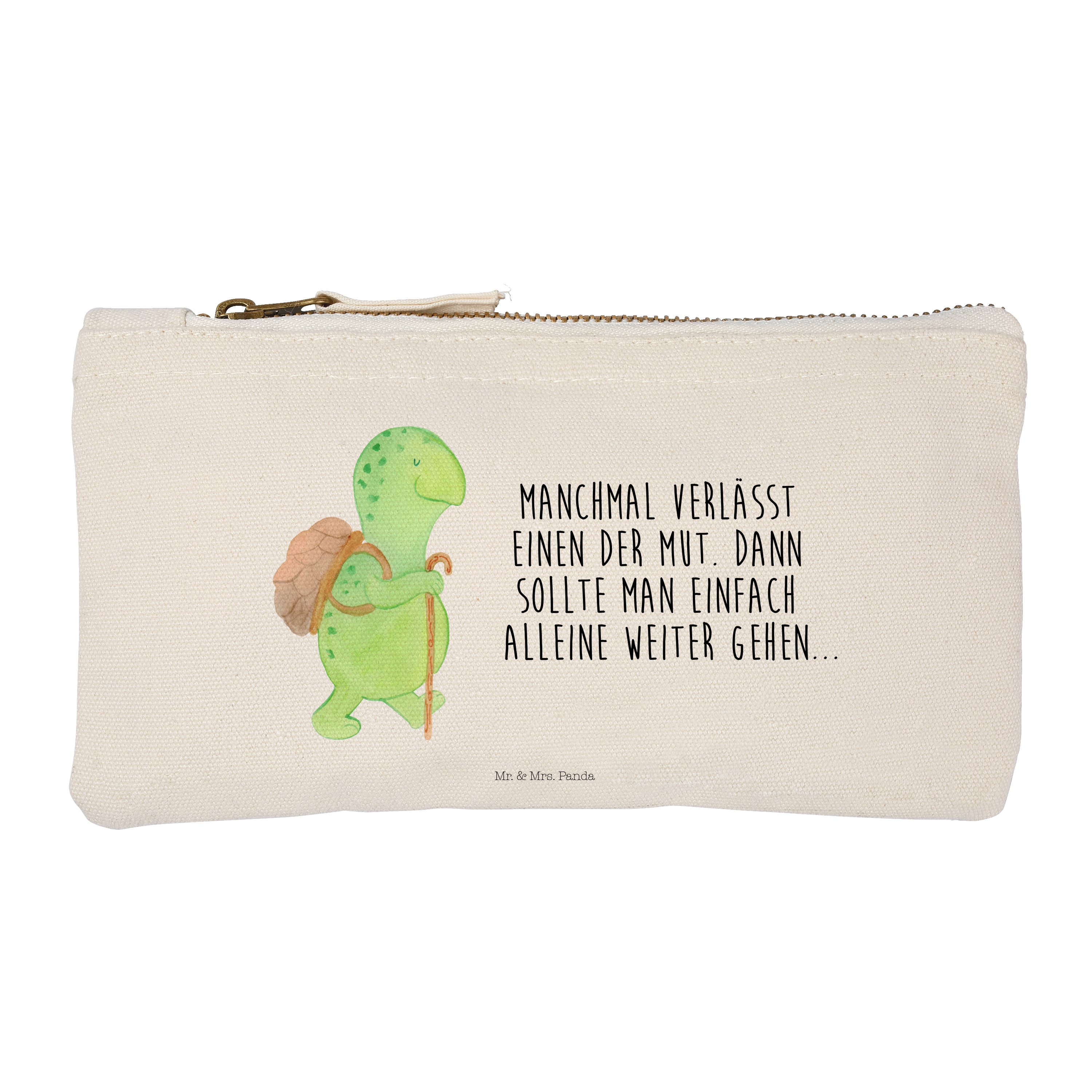 Mr. & Mrs. Panda Kosmetiktasche Schildkröte Wanderer - Weiß - Geschenk, Schminktasche klein, Rucksack (1-tlg)