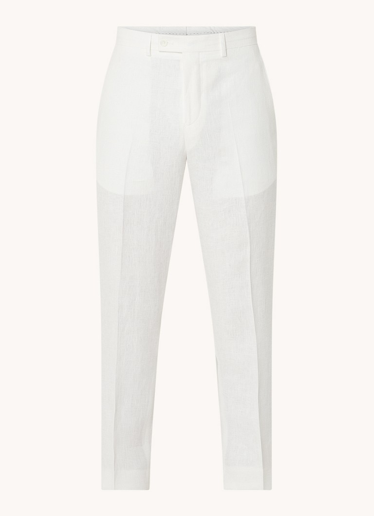 Pantalones de lino Deccan de Oscar Jacobson z pernera ajustada și bosillos side.