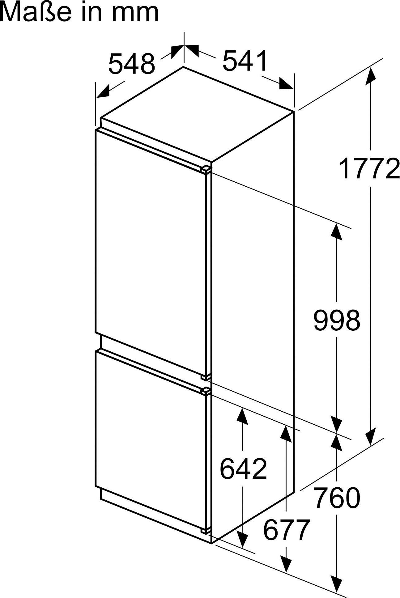 BOSCH Einbaukühlgefrierkombination 2 KIV86NSF0, 177,2 cm hoch, 54,1 cm breit