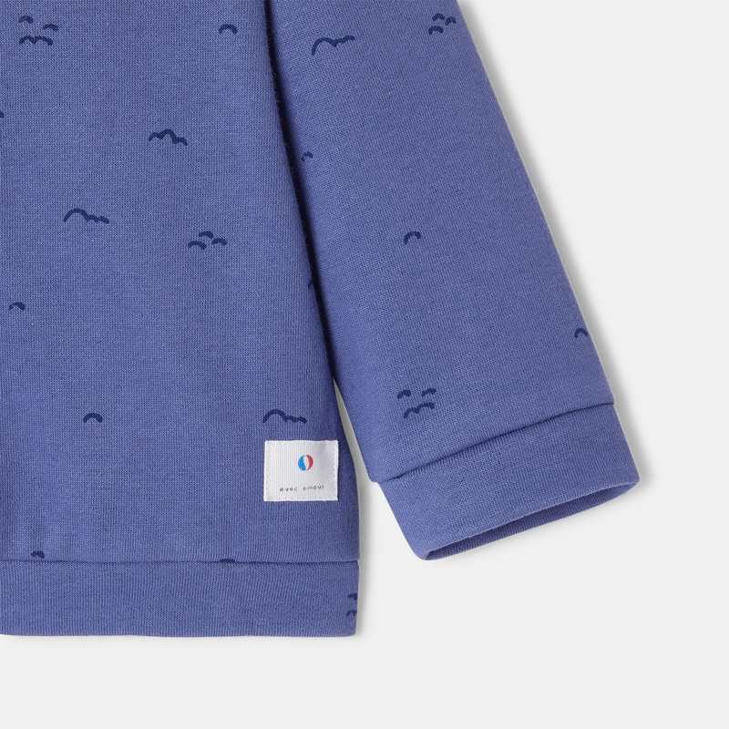 Sweat pressionné à capuche en molleton bleu mixte Absorba