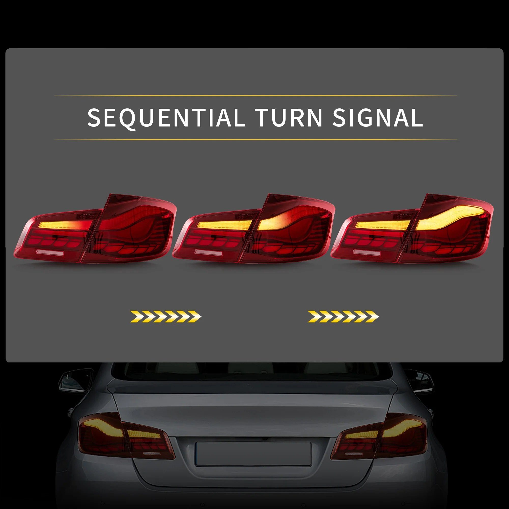 LLCTOOLS Rückleuchte Voll LED Rückleuchten für BMW F10 Limousine 2010-Rot in OLED Technik, LED fest integriert