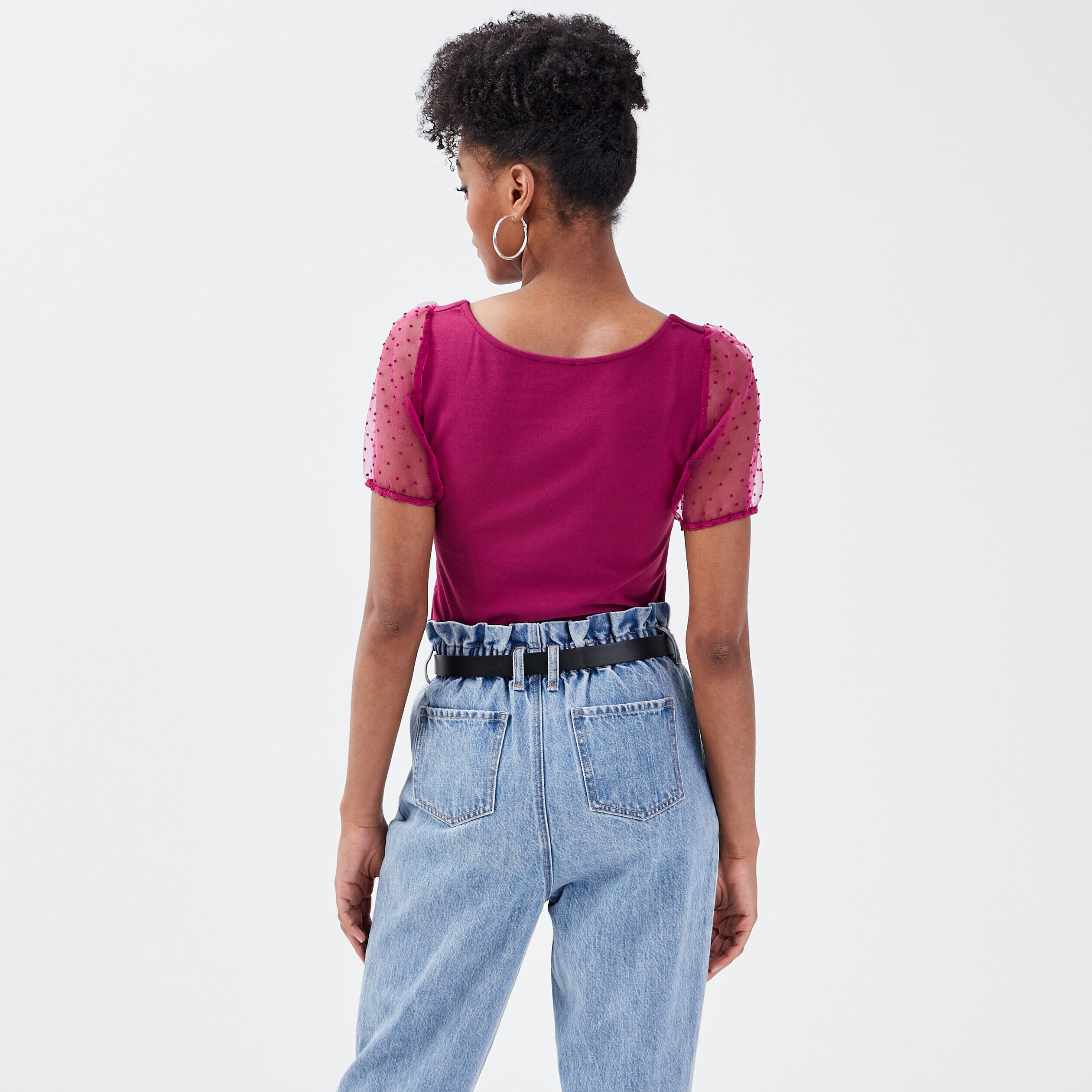 T-shirt manches courtes violet foncé femme | Cache Cache