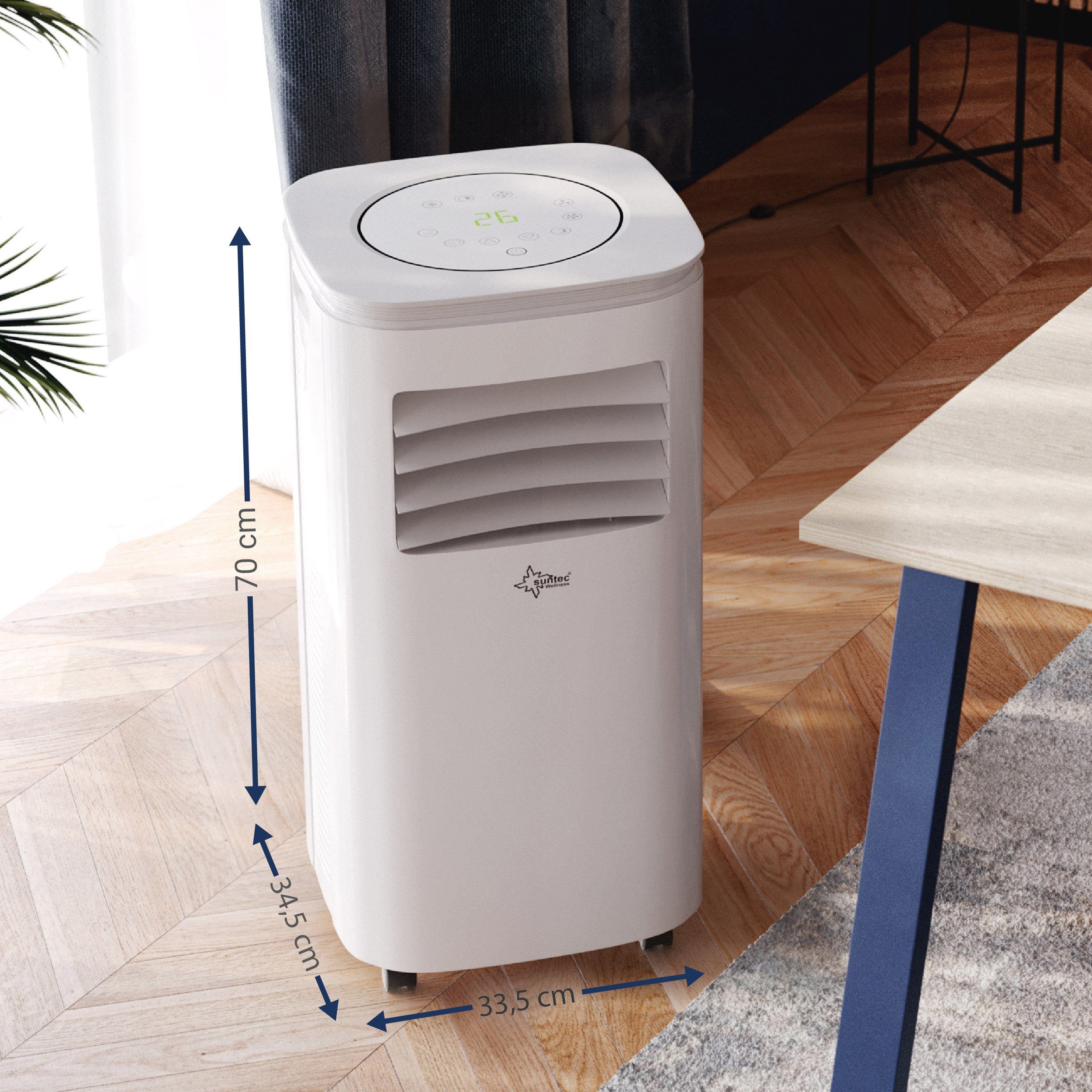 Suntec Wellness 3-in-1-Klimagerät Freeze 9.000, Mobile Klimaanlage für Räume bis 80 m³, Kühler & Entfeuchter