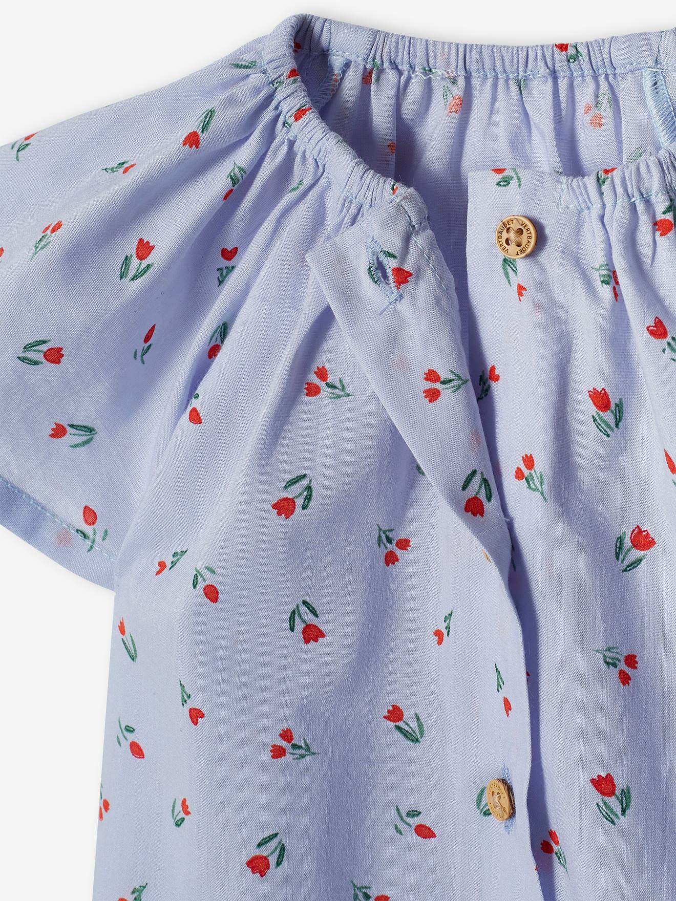 Blouse bébé manches papillon bleu pâle