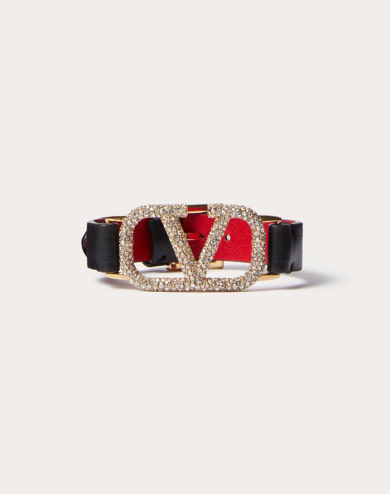 Vlogo Signature-armbånd i læder og Swarovski®-krystaller