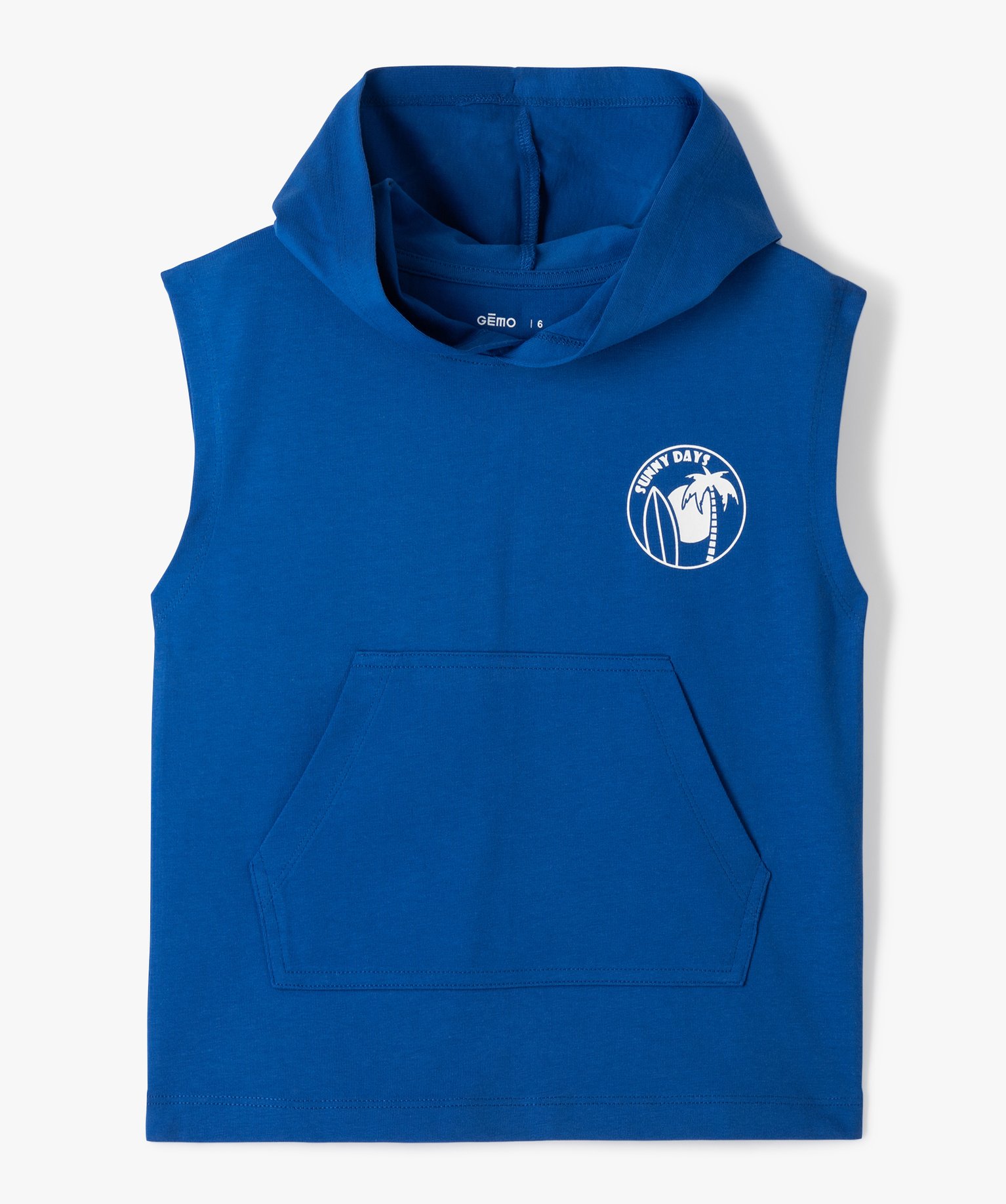 Sweat Garçon à capuche sans manches bleu | GEMO