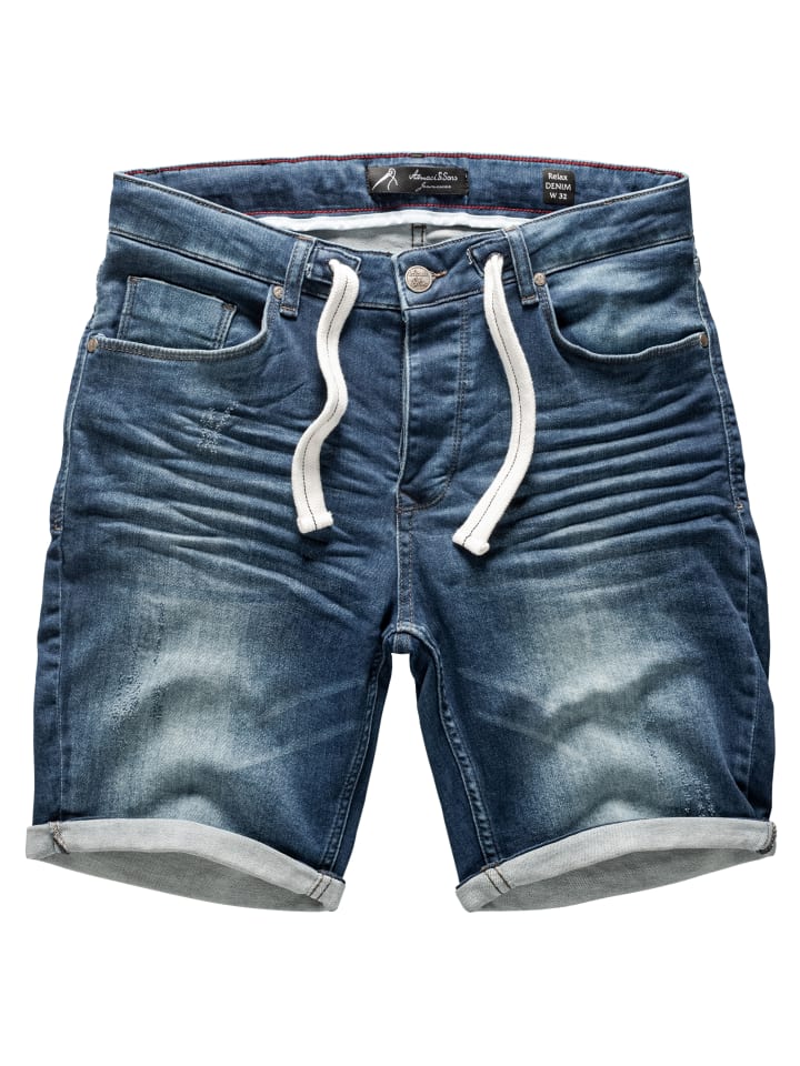 Amaci&Sons Destroyed Jeans Shorts SAN JOSE in D-Blau günstig kaufen