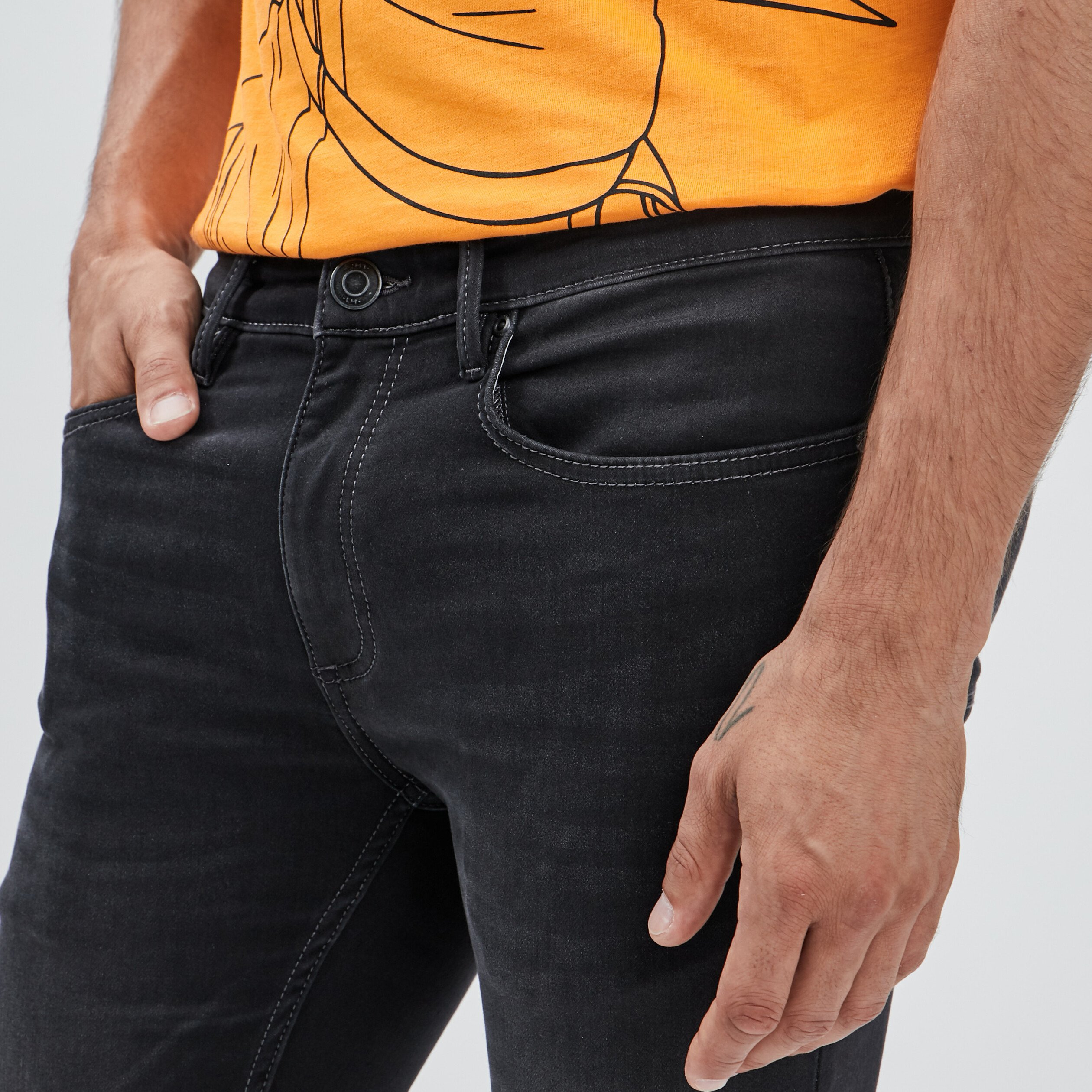Jeans skinny stretch gris homme | La Halle