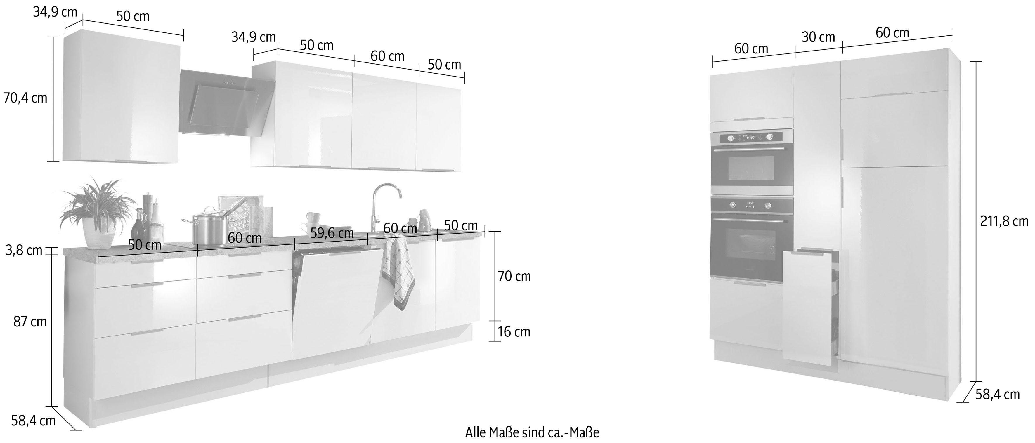 OPTIFIT Küchenzeile Tara, ohne E-Geräte, mit Vollauszug und Soft-Close-Funktion, Breite 430 cm