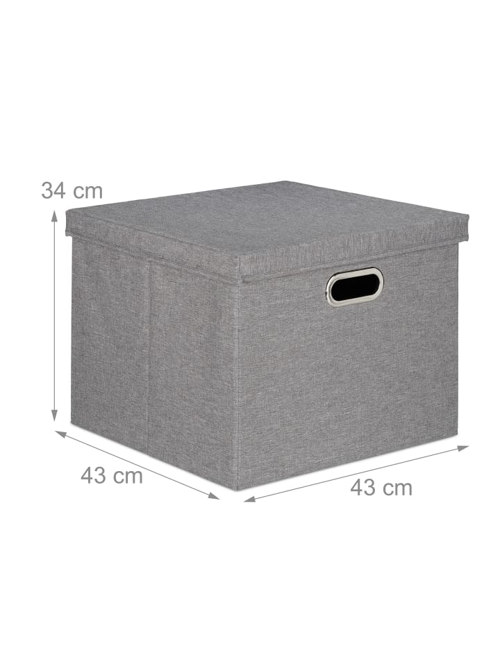relaxdays 4x Aufbewahrungsbox in Grau - (B)43 x (H)34 x (T)43 cm günstig kaufen onesize