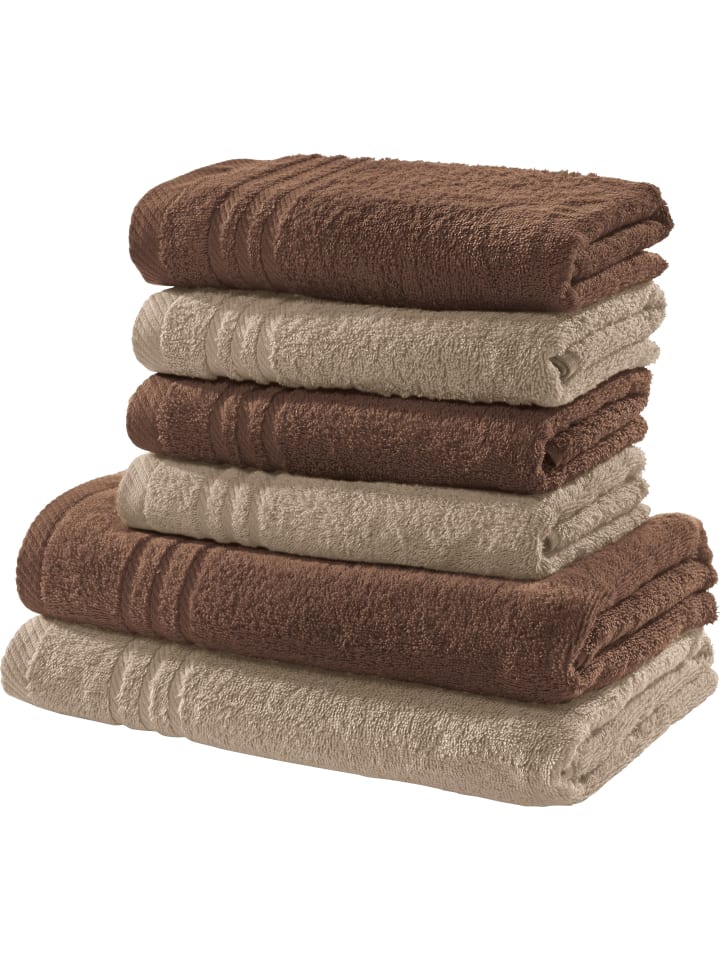 REDBEST Frottier Frottier-Set 2-farbig 6-tlg. New York in braun-beige günstig kaufen onesize