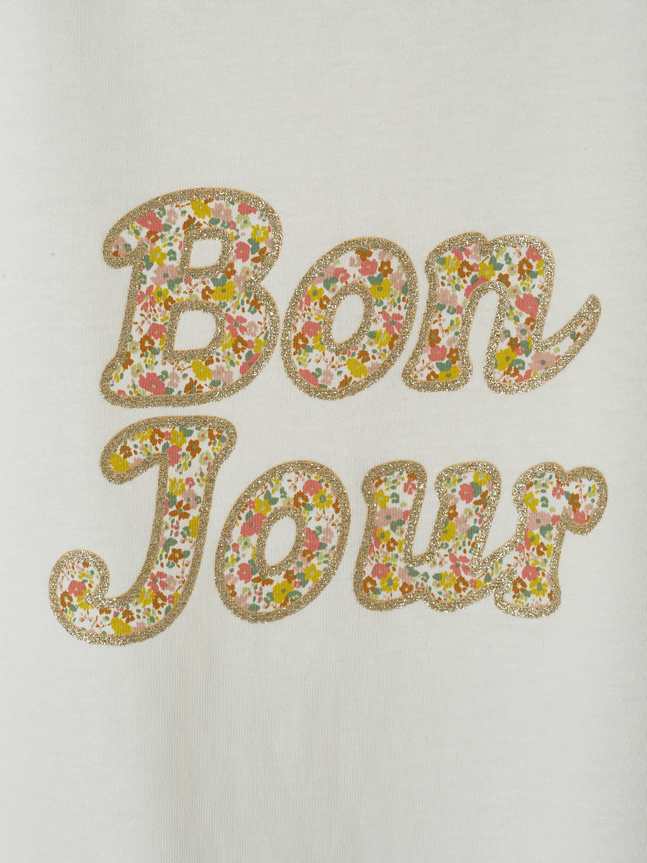 T-shirt à message motifs fleurs fille marine
