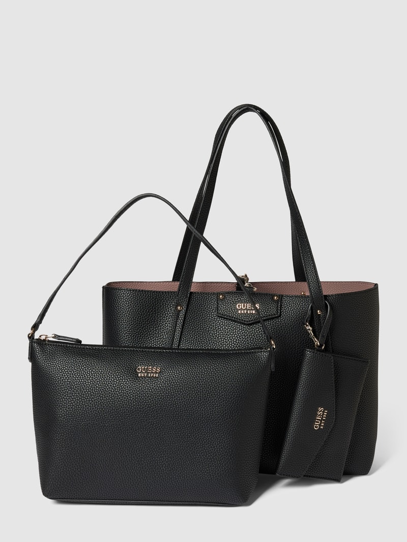 Tote Bag mit Label-Details Modell 'BRENDON' in schwarz