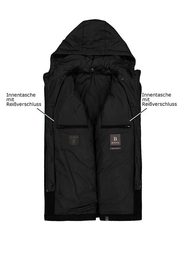 BOGGI MILANO, Jacke, Wolle wattiert, schwarz