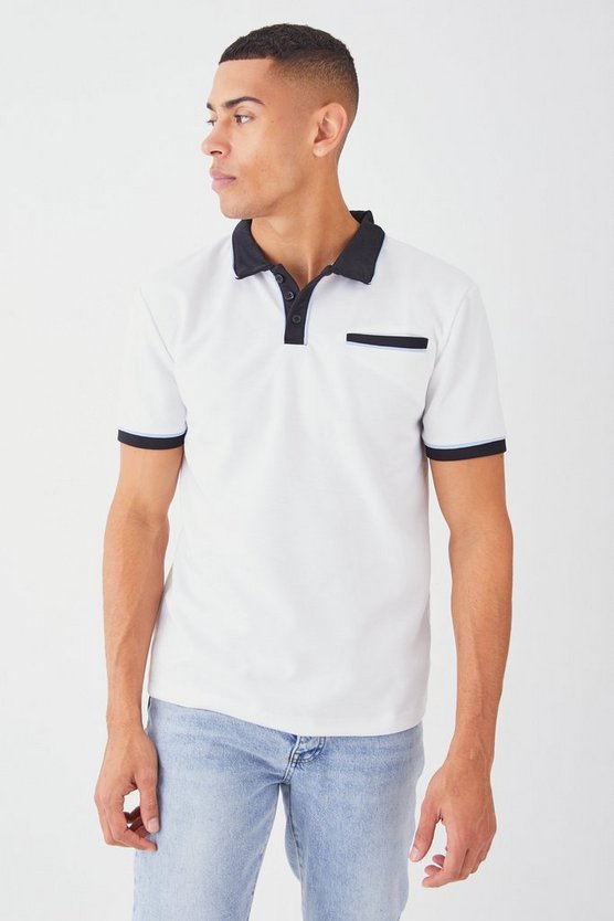Slim-Fit Poloshirt mit Kontrast-Kragen