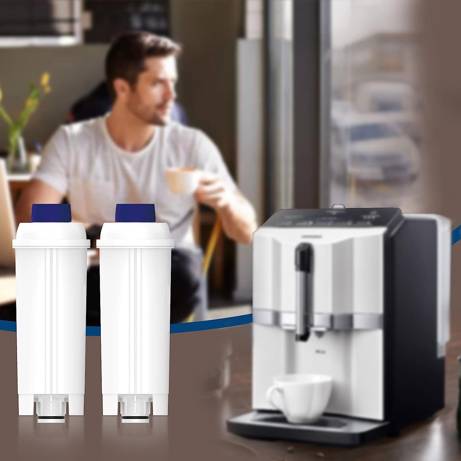Super Solu Wasserfilter Kaffeefilter für Delonghi Kaffeemaschinen DLSC002, Zubehör für Kompatibel mit DeLonghi-Modellen, ECAM, ETAM, ESAM, BCO und EC Serie, -2 Pack