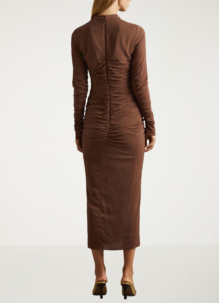 Reiss Kelly midi haljina s drapiranim detaljima i prorezom