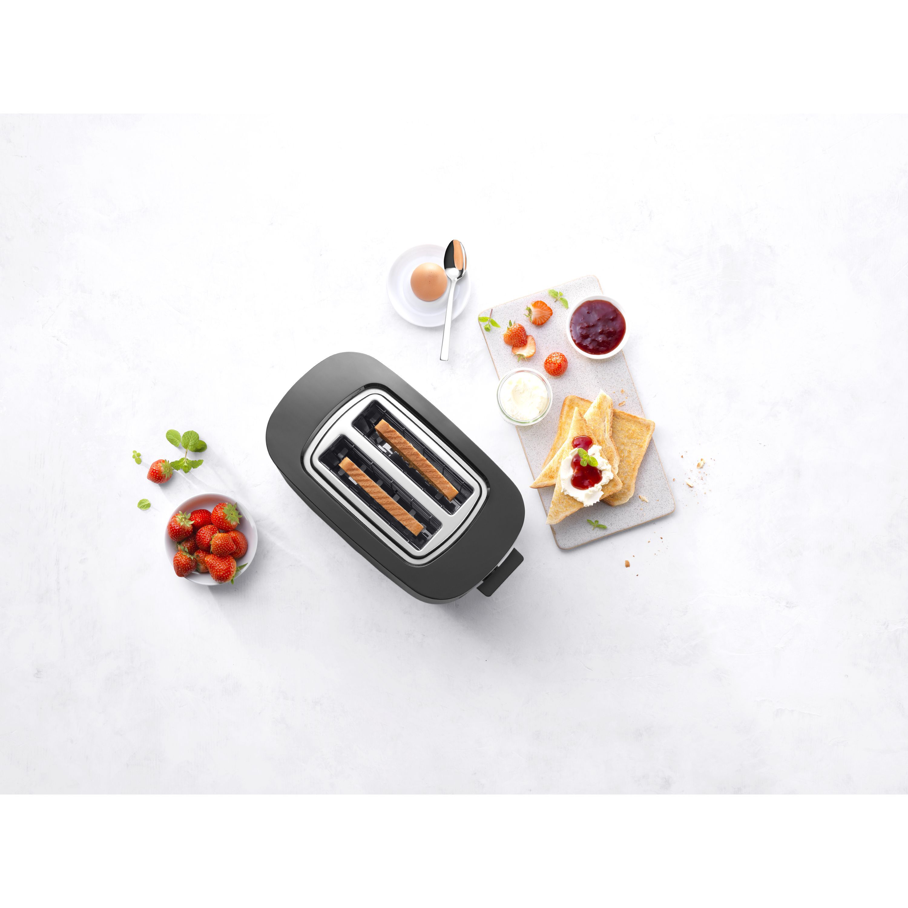 Toaster, 2 Schlitze kurz, Schwarz