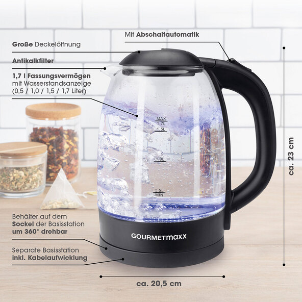 Glas-Wasserkocher, 1,7 l