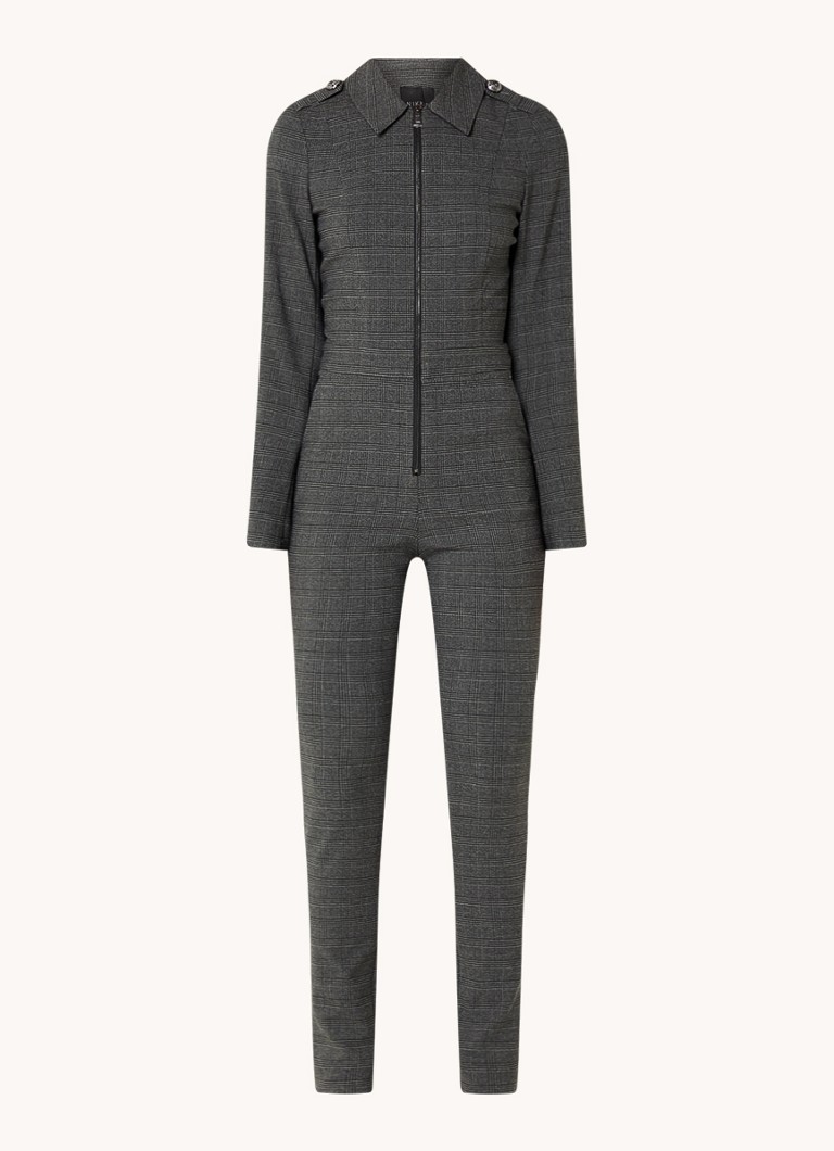 NIKKIE Alaska skinny fit jumpsuit with check pattern and side pockets