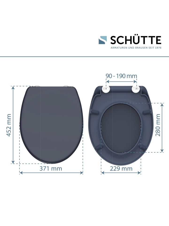 Schütte Duroplast WC Sitz Anthrazit mit Absenkautomatik - (L) 45 x (B) 37 x (H) 4 cm günstig kaufen onesize