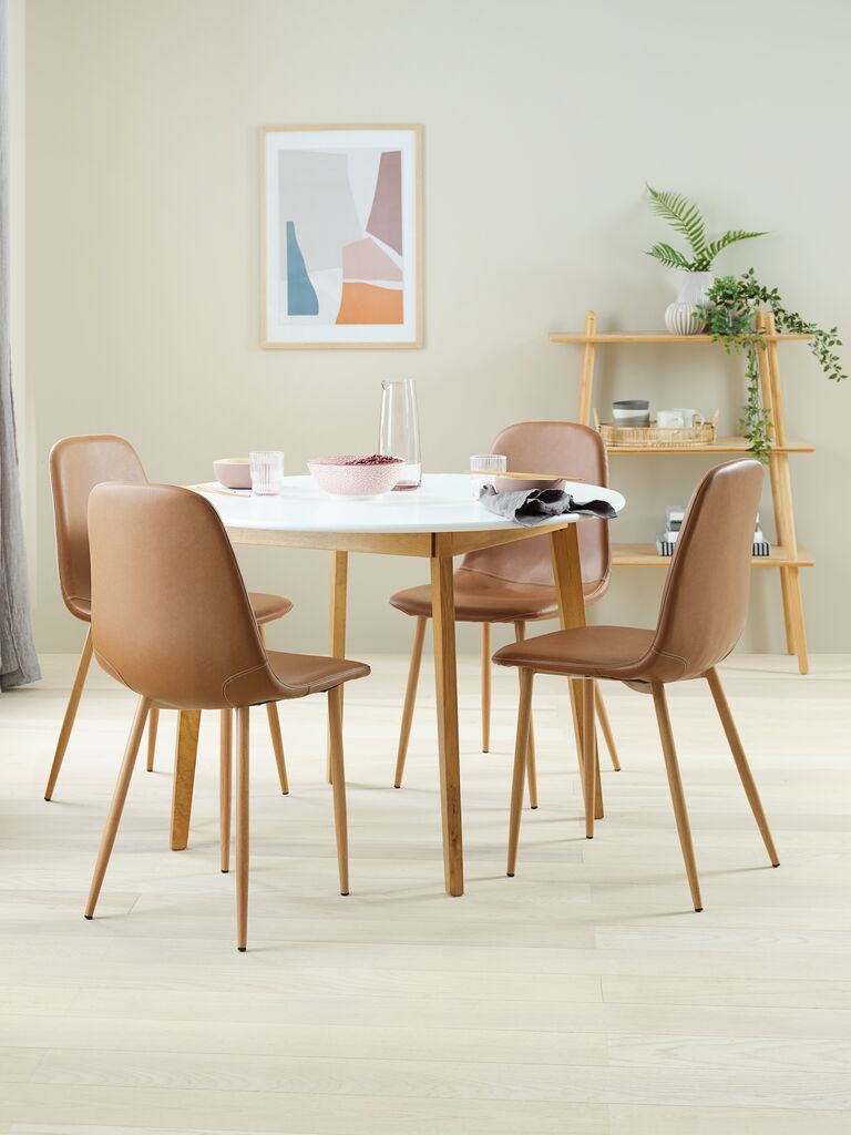 JONSTRUP Cadeira de jantar JONSTRUP, imitação de couro conhaque/carvalho