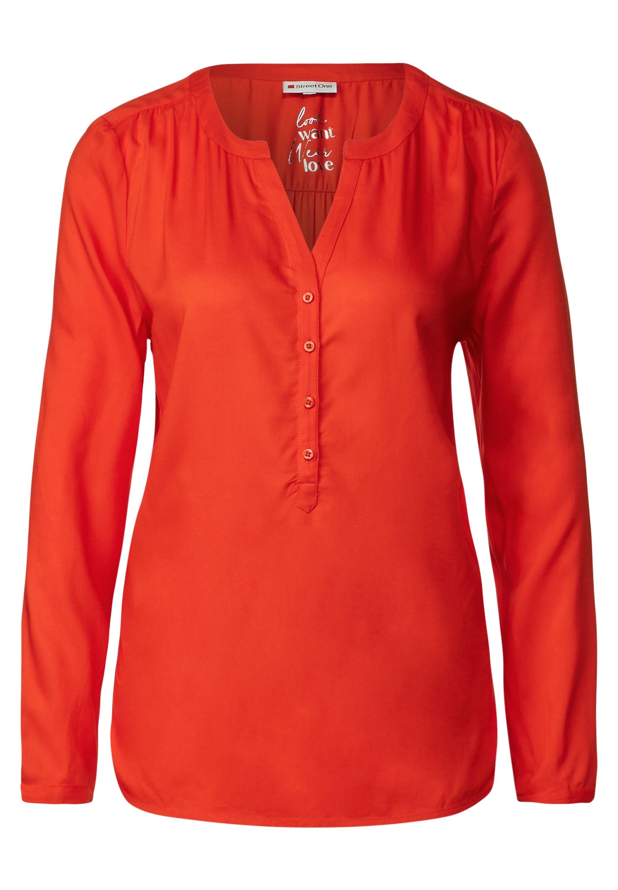 STREET ONE Klassische Bluse Street One Uni Bluse in Juicy Mandarine (1-tlg) Nicht Vorhanden