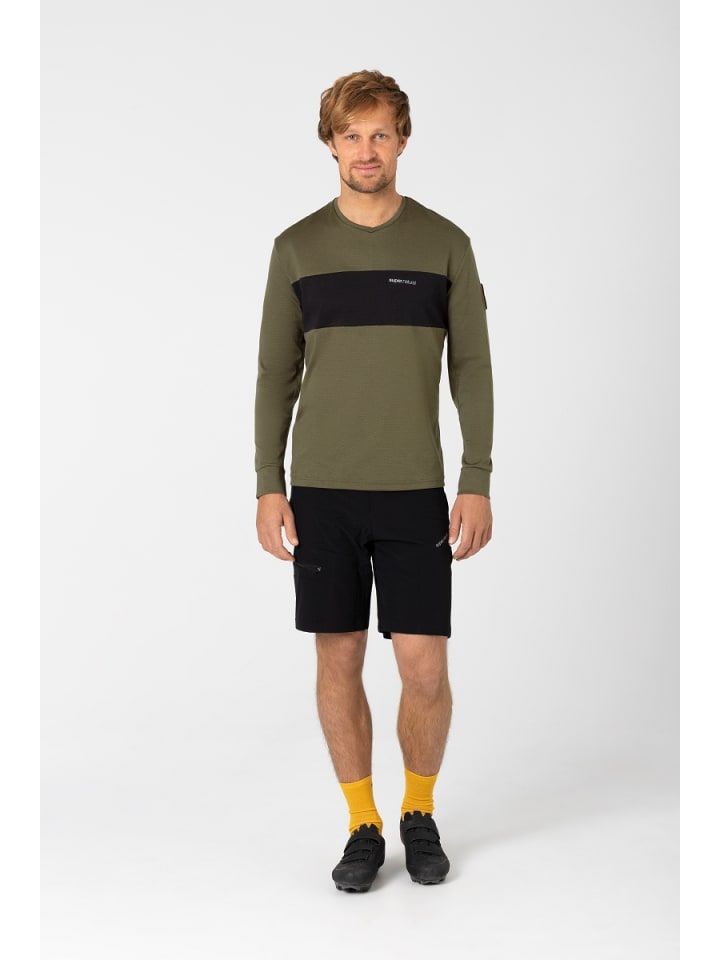 super.natural Merino Fahrradtrikot M GRAVIER LS in olivgrün-schwarz günstig kaufen