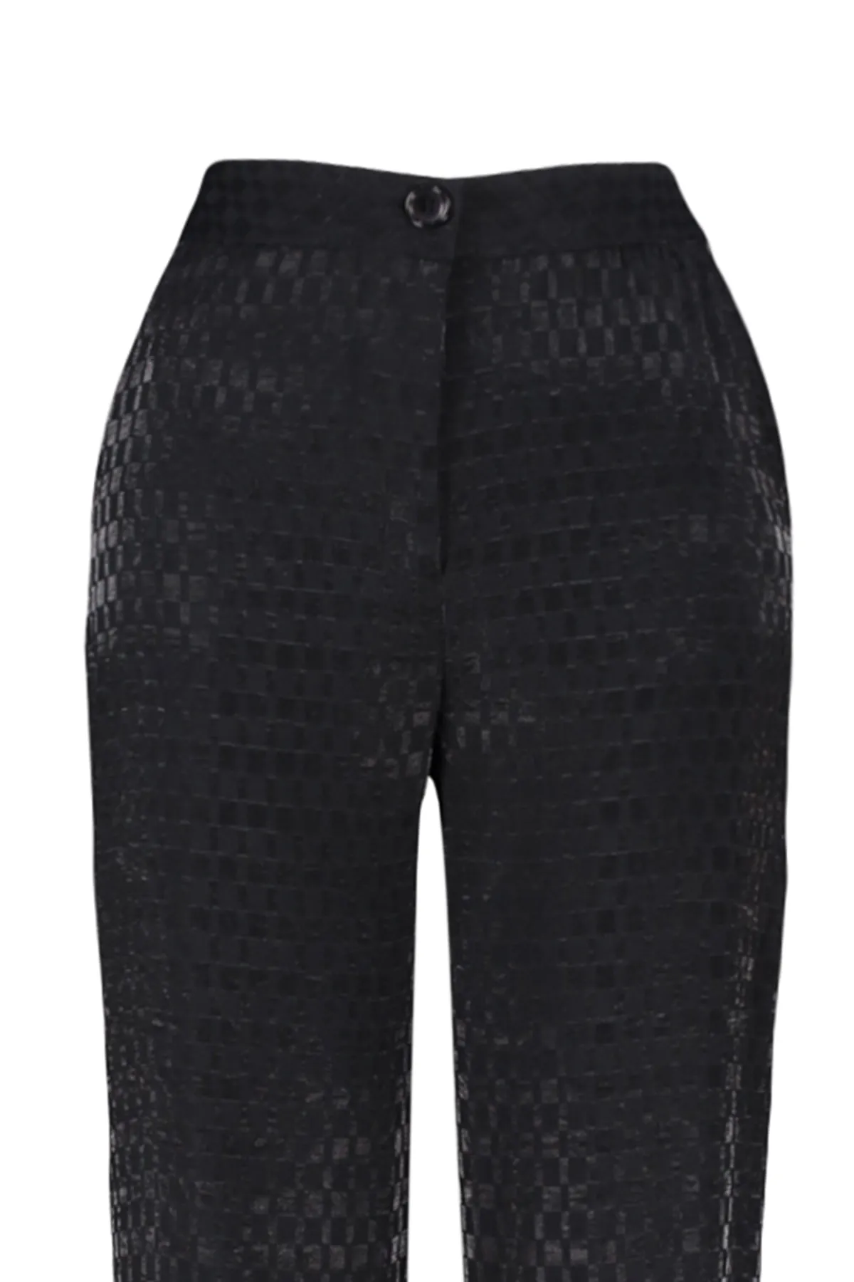 Trendyol Collection  Schwarze, gewebte Jacquard-Hose mit weitem Bein und hoher Taille TWOSS23PL00178