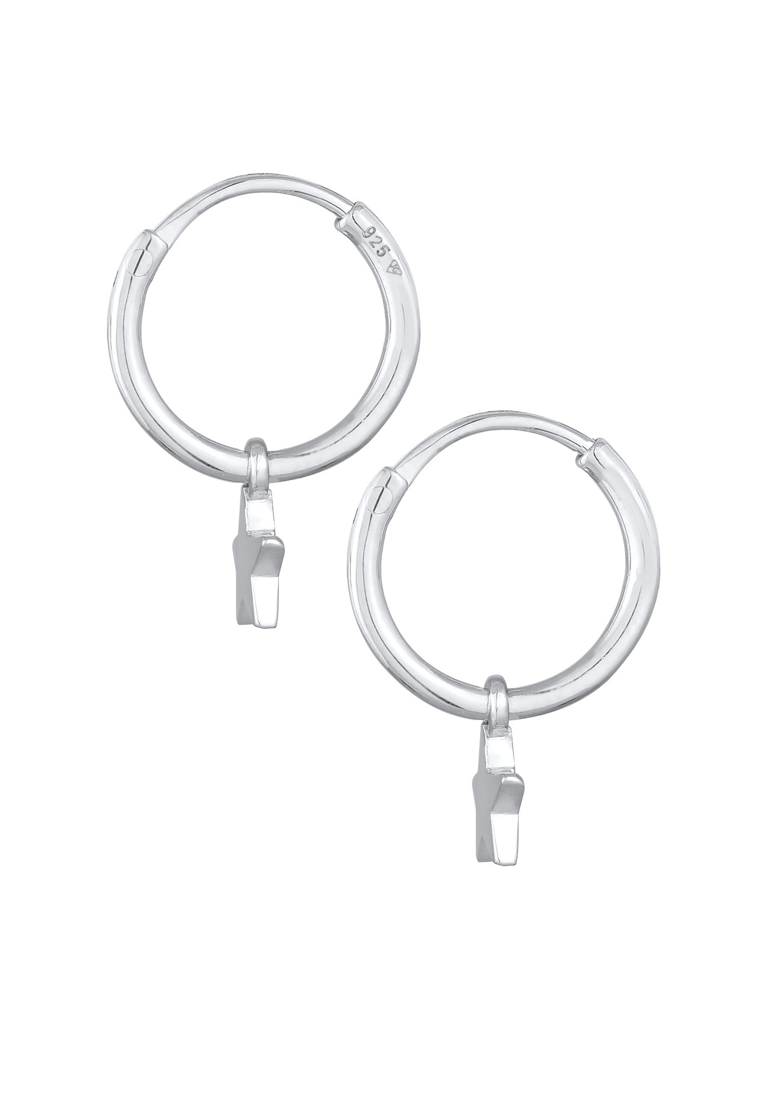 Pendientes de aro Elli para mujer con colgante Astro Star en plata de ley 925 chapada en oro.