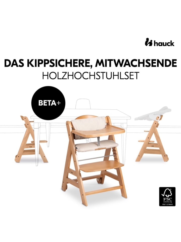 Hauck Beta Plus Natural 5-tlg. Newborn Set - Hochstuhl   in beige,braun günstig kaufen onesize