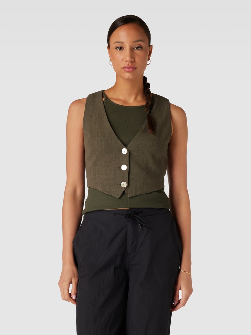 Cropped Weste mit Knopfleiste in khaki