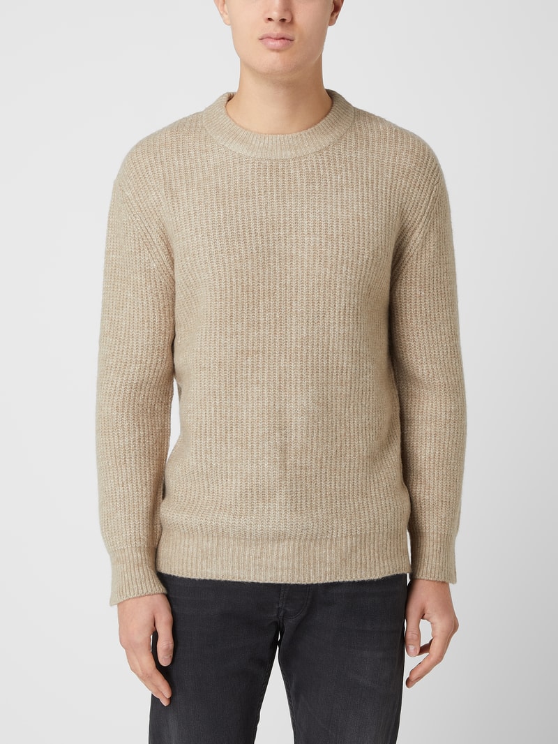 Pullover mit Woll-Anteil Modell 'Unid' in sand