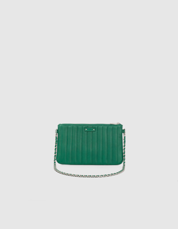La pochette 111 en cuir vert matelassé Femme