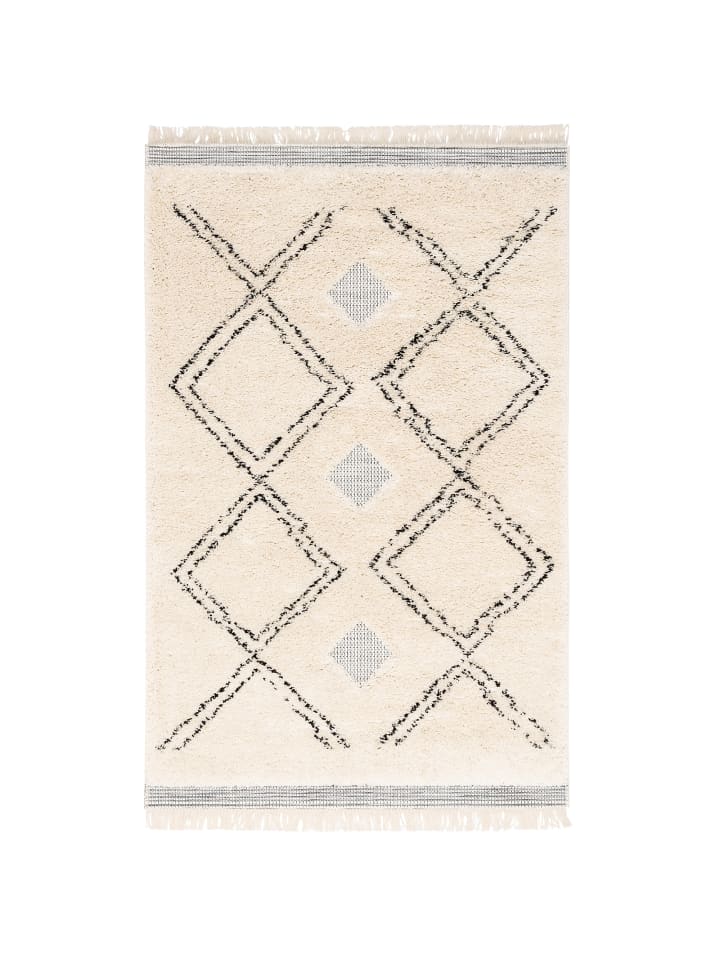 Pergamon In & Outdoor Teppich Shaggy Sylt Rauten in Creme günstig kaufen 135 x 190 cm