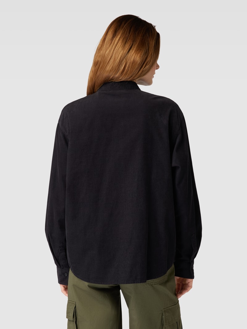 Hemdbluse mit Stehkragen in schwarz