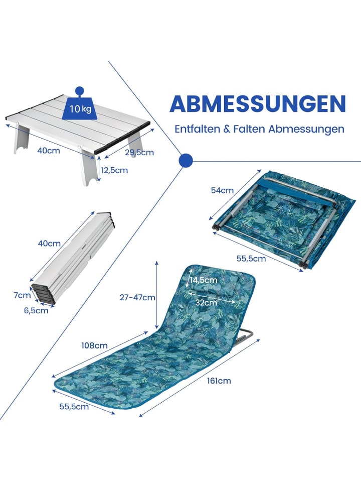 COSTWAY Strandmatte 2er Set in Türkis günstig kaufen onesize