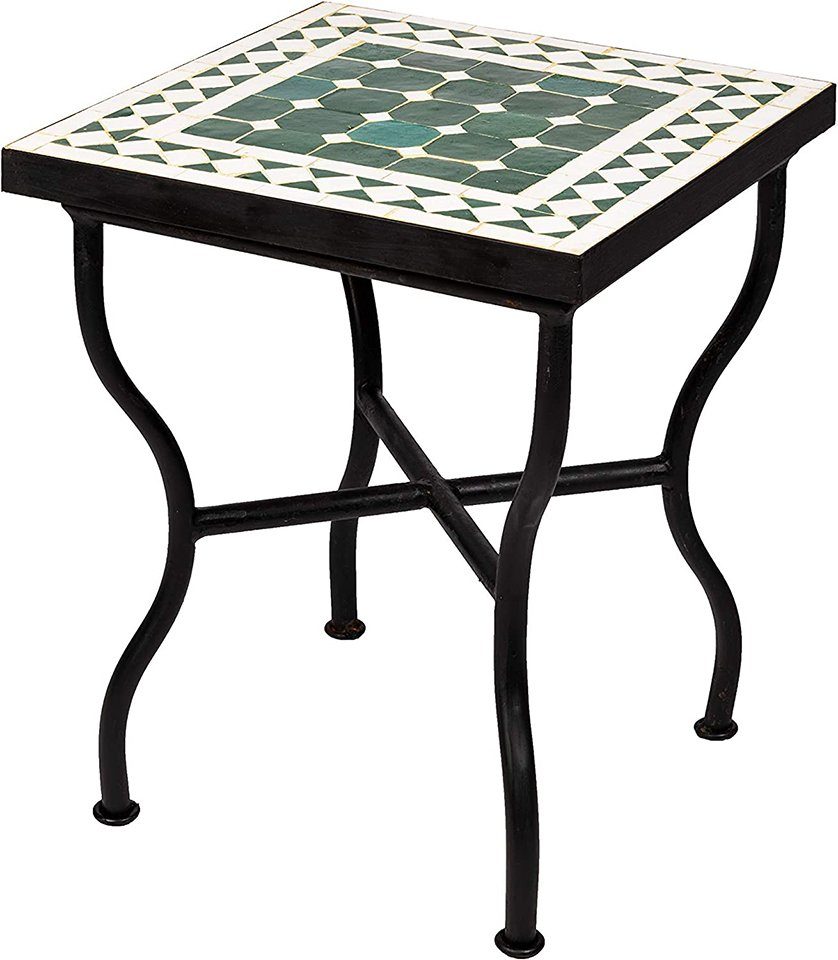 Marrakesch Orient & Mediterran Interior Beistelltisch Mosaiktisch eckig 40cm, Beistelltisch, Gartentisch, Esstisch, Handarbeit