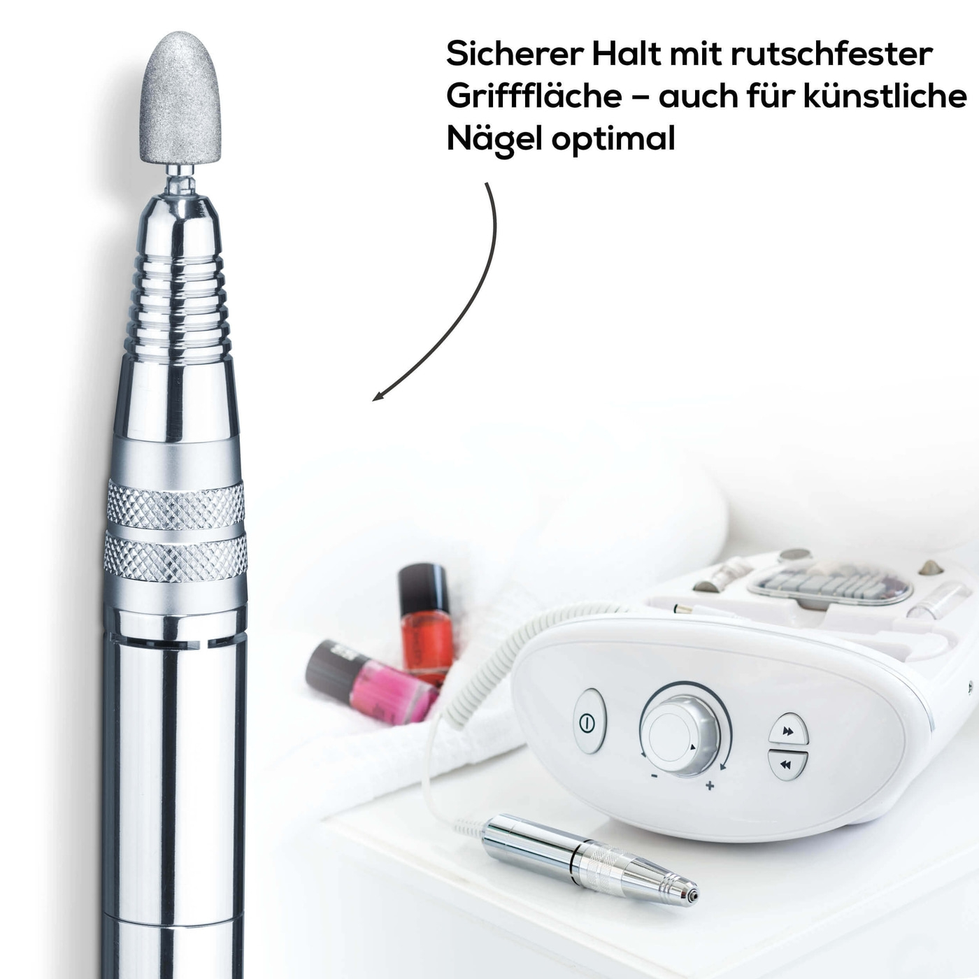 Beurer Maniküre-/Pedikürestation MP 100-Professioneller Nagelfräser stufenlos regelbar mit 10 Aufsätzen
