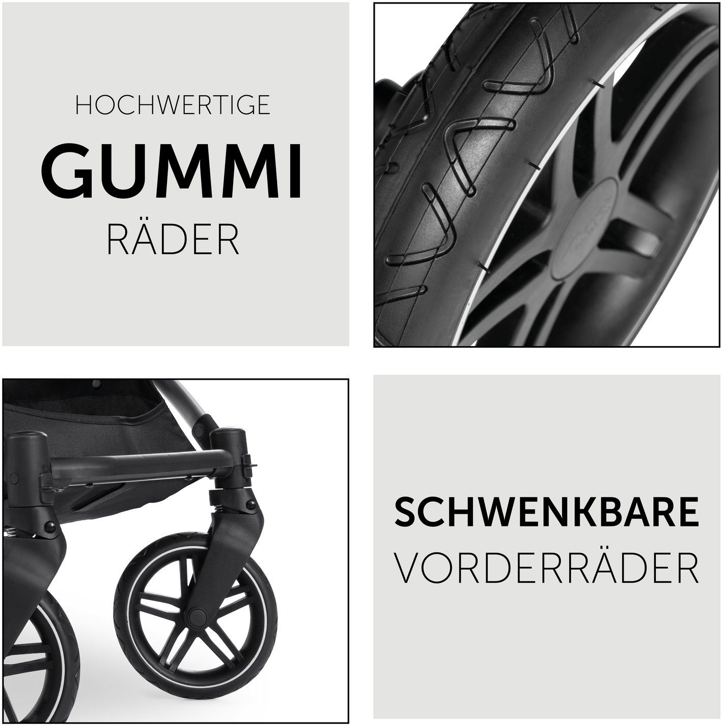 Hauck Kombi-Kinderwagen Vision X, black/beige, (3-tlg), mit Babywanne und Sportwagenaufsatz