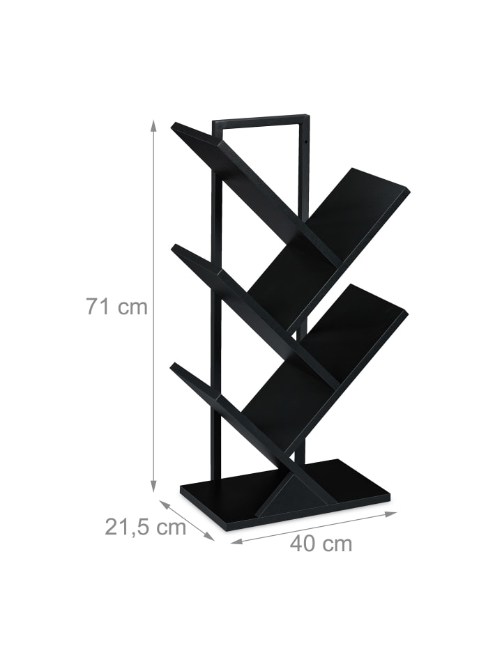 relaxdays Bücherregal in Schwarz - (B)40 x (H)71 x (T)21,5 cm günstig kaufen onesize
