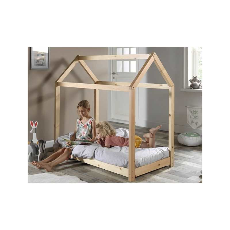 Lit cabane 70x140cm naturel