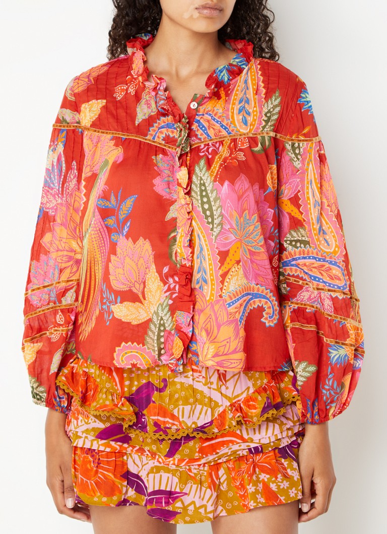 Farm Rio  Blouse met bloemenprint en ballonmouw