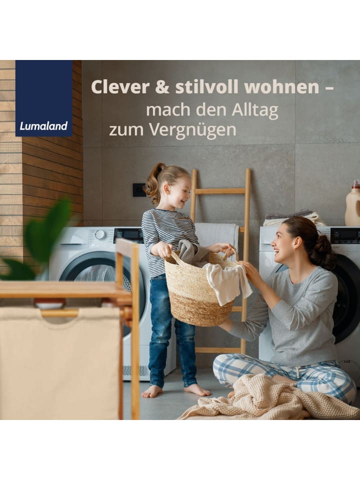 Lumaland Lumaland Wäschekorb Bambus 33x33x73cm holzfarben/beige Wäschesack ausziehbar günstig kaufen onesize