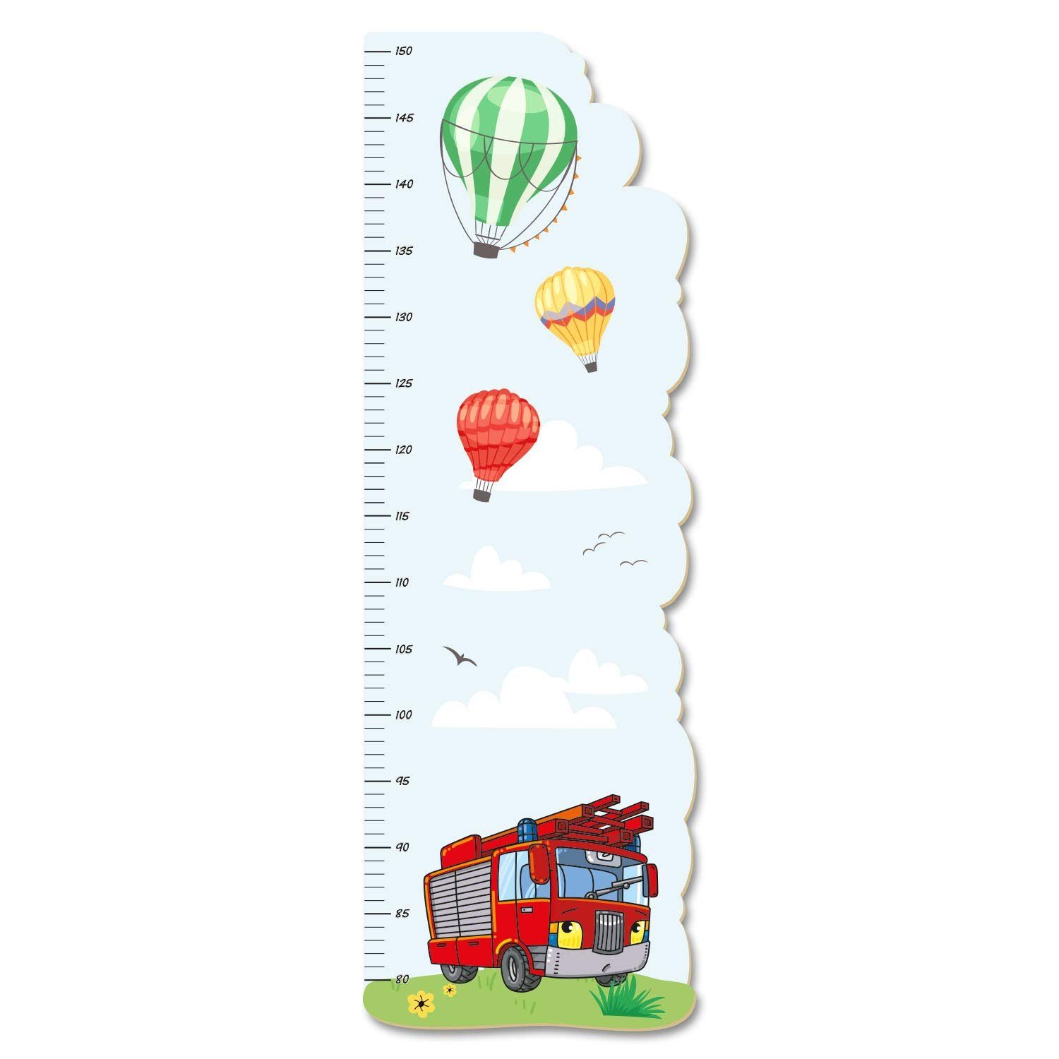 Kreative Feder Messlatte „Feuerwehrauto“ für Kinder, Messlatte fürs Kinderzimmer im Norwegian Style; Messbereich 80–150 cm